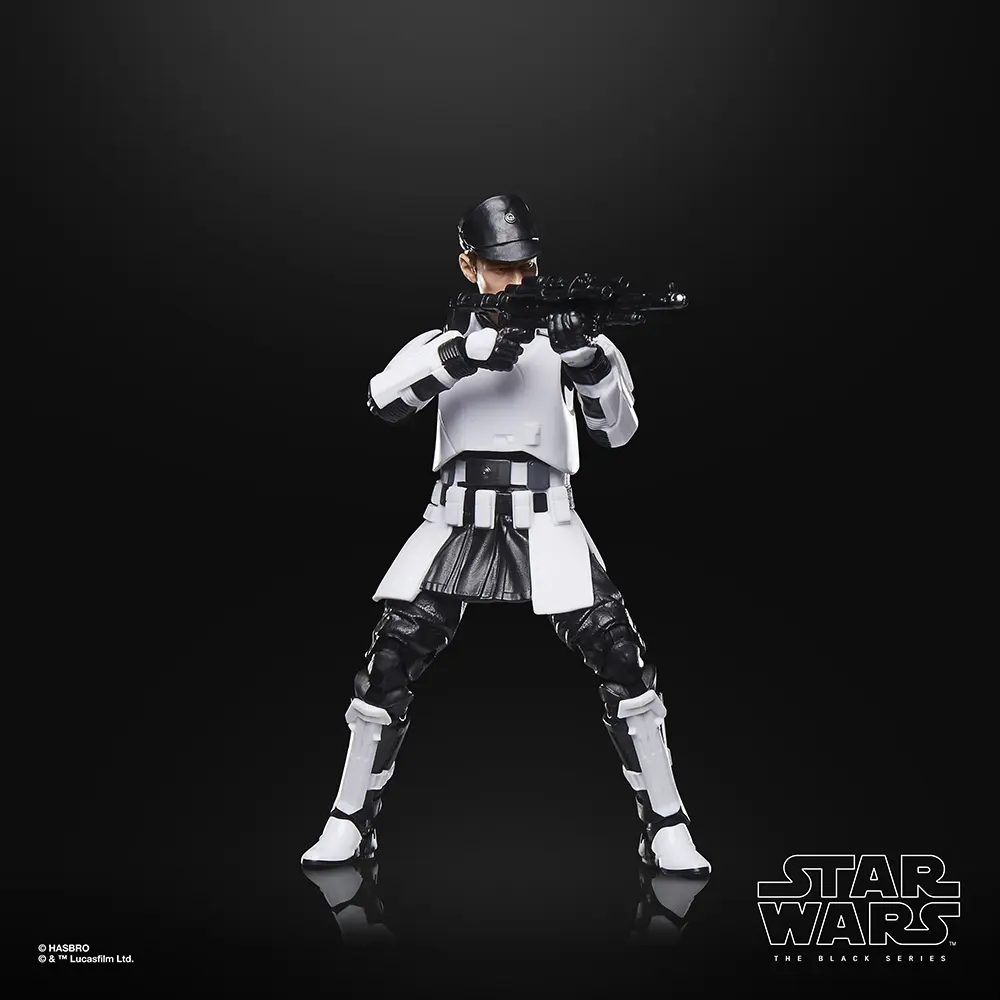 Hasbro Star Wars The Black Series ISB Tactical Agent aiming rifle blaster.